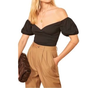 Reformation Lampone faux wrap top